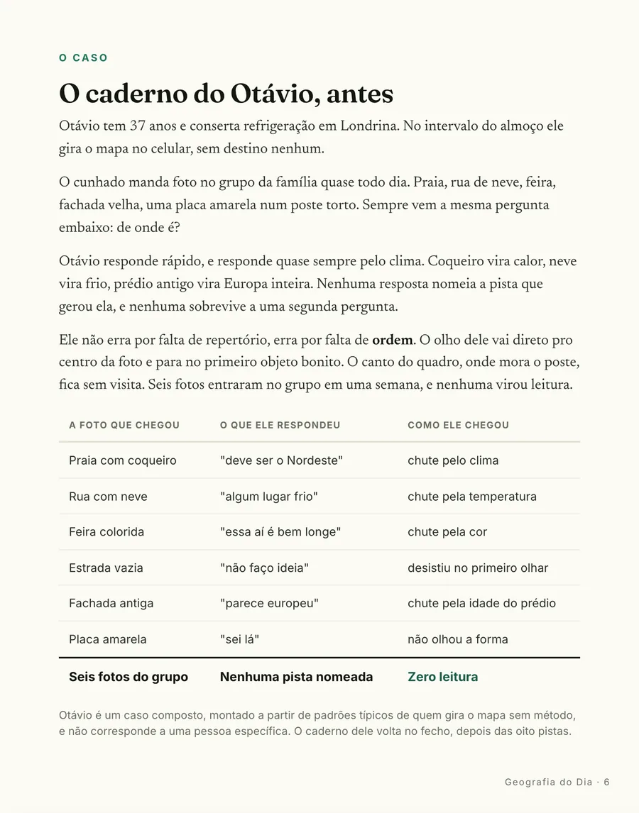 Página real do guia: O caso