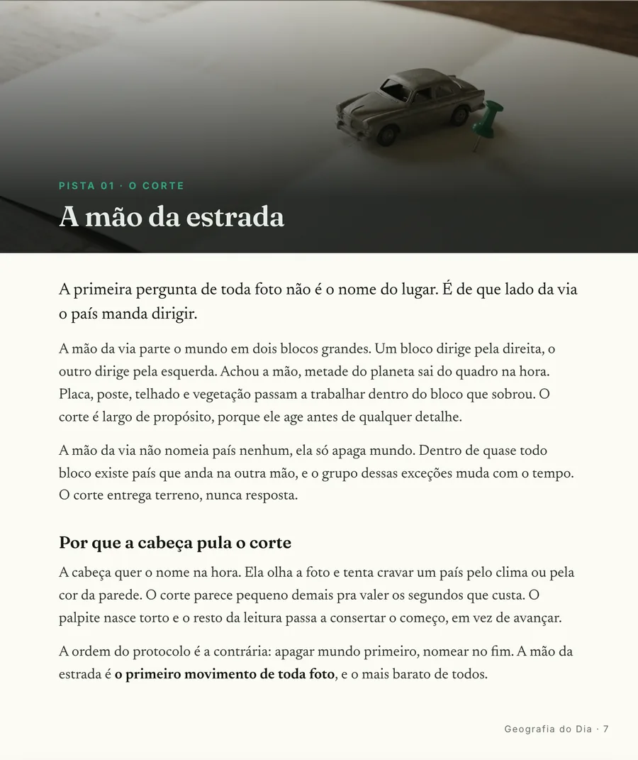 Página real do guia: Abertura de pista